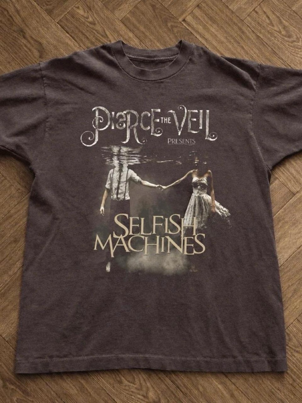 Gildan Dark Chocolate Band Graphic Tee - Selfish Machines Art
